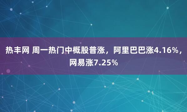 热丰网 周一热门中概股普涨，阿里巴巴涨4.16%，网易涨7.25%